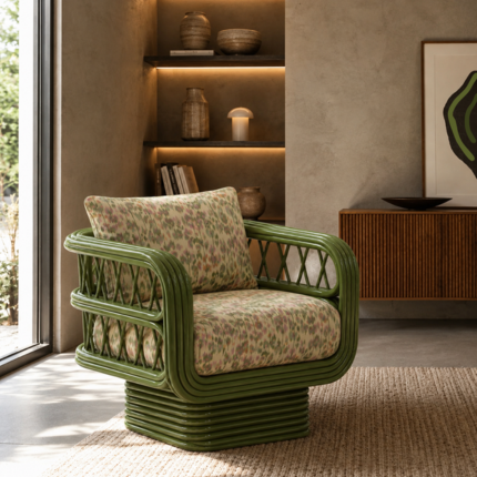Fauteuil Luna laqué vert